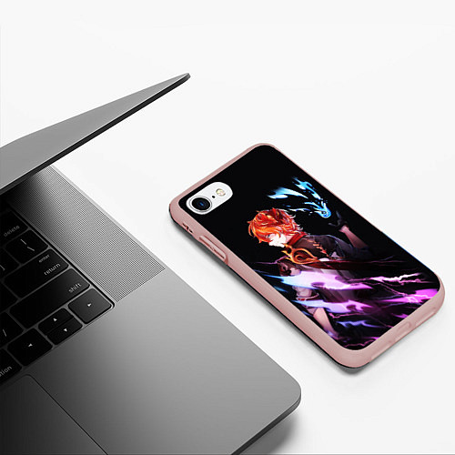 Чехол iPhone 7/8 матовый ТАРТАЛЬЯ - GENSHIN IMPACT NEON / 3D-Светло-розовый – фото 3