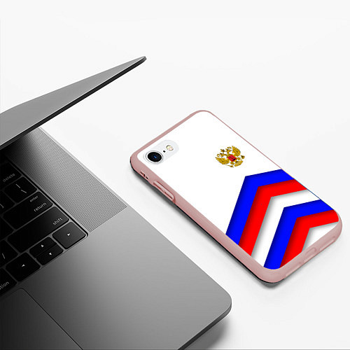 Чехол iPhone 7/8 матовый РОССИЯ ФОРМА АБСТРАКТНЫЙ / 3D-Светло-розовый – фото 3