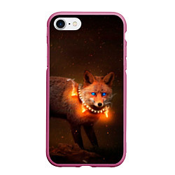 Чехол iPhone 7/8 матовый Лисица с гирляндой, цвет: 3D-малиновый