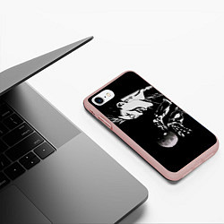 Чехол iPhone 7/8 матовый Рюк и яблоко Death Note, цвет: 3D-светло-розовый — фото 2