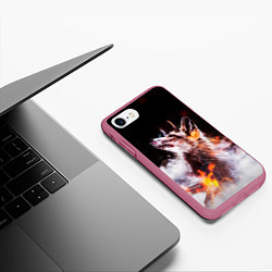 Чехол iPhone 7/8 матовый Лиса с рогами, цвет: 3D-малиновый — фото 2