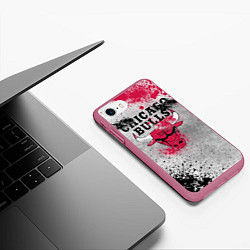 Чехол iPhone 7/8 матовый CHICAGO BULLS 8, цвет: 3D-малиновый — фото 2