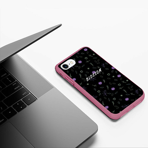 Чехол iPhone 7/8 матовый Blossom / 3D-Малиновый – фото 3