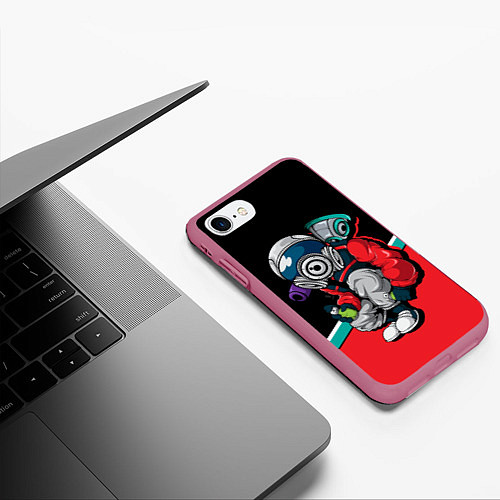 Чехол iPhone 7/8 матовый Граффити / 3D-Малиновый – фото 3