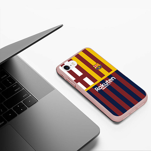 Чехол iPhone 7/8 матовый BARCELONA FC БАРСЕЛОНА ФК BARCA / 3D-Светло-розовый – фото 3