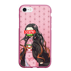 Чехол iPhone 7/8 матовый SENPAI NEZUKO НЕЗУКО ПАТТЕРН, цвет: 3D-малиновый