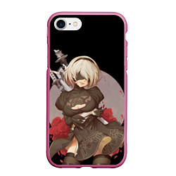 Чехол iPhone 7/8 матовый Nier: Automata 2B, цвет: 3D-малиновый