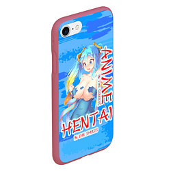 Чехол iPhone 7/8 матовый Anime vs Hentai, цвет: 3D-малиновый — фото 2