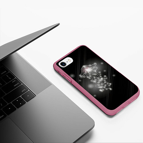 Чехол iPhone 7/8 матовый Медуза на черном / 3D-Малиновый – фото 3