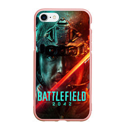 Чехол iPhone 7/8 матовый Battlefield 2042 Soldier face, цвет: 3D-светло-розовый
