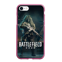 Чехол iPhone 7/8 матовый BATTLEFIELD 2042 Батлфилд, цвет: 3D-малиновый