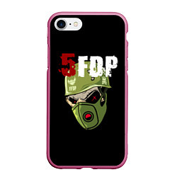 Чехол iPhone 7/8 матовый FFDP череп в каске и маске, цвет: 3D-малиновый