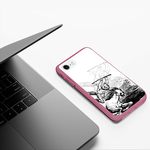 Чехол iPhone 7/8 матовый A demon on a horse / 3D-Малиновый – фото 3
