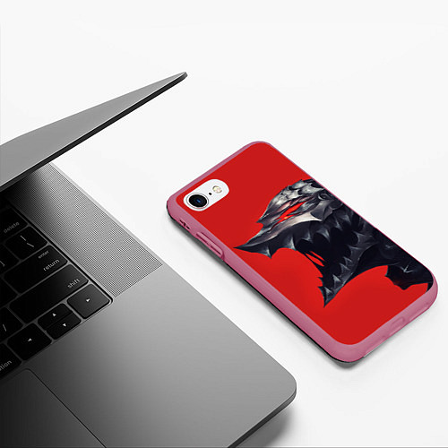 Чехол iPhone 7/8 матовый BERSERK маска аниме / 3D-Малиновый – фото 3
