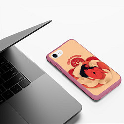 Чехол iPhone 7/8 матовый Любовь, смерть и роботы Good hunting, цвет: 3D-малиновый — фото 2
