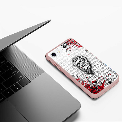 Чехол iPhone 7/8 матовый Скандинавские символы / 3D-Светло-розовый – фото 3