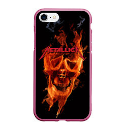 Чехол iPhone 7/8 матовый Metallica Flame, цвет: 3D-малиновый