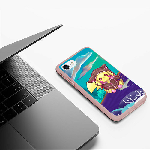 Чехол iPhone 7/8 матовый Покемон в костюме / 3D-Светло-розовый – фото 3