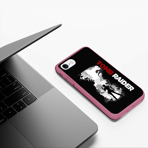 Чехол iPhone 7/8 матовый Lara in jungle / 3D-Малиновый – фото 3
