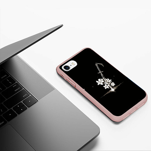 Чехол iPhone 7/8 матовый Nier - Sword and Flowers / 3D-Светло-розовый – фото 3