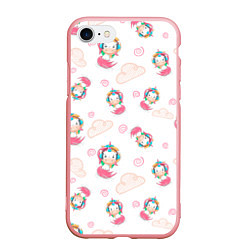 Чехол iPhone 7/8 матовый Радужные Единороги, цвет: 3D-баблгам