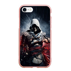 Чехол iPhone 7/8 матовый Assassins Creed 4: Black Flag, цвет: 3D-светло-розовый
