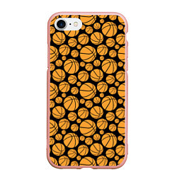 Чехол iPhone 7/8 матовый Баскетбольные Мячи, цвет: 3D-светло-розовый