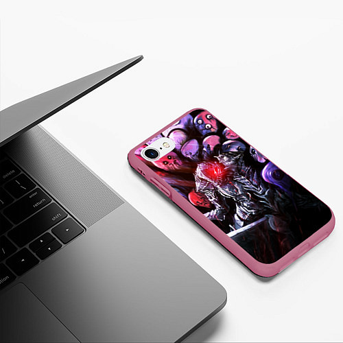 Чехол iPhone 7/8 матовый БЕРСЕРК светящийся глаз / 3D-Малиновый – фото 3