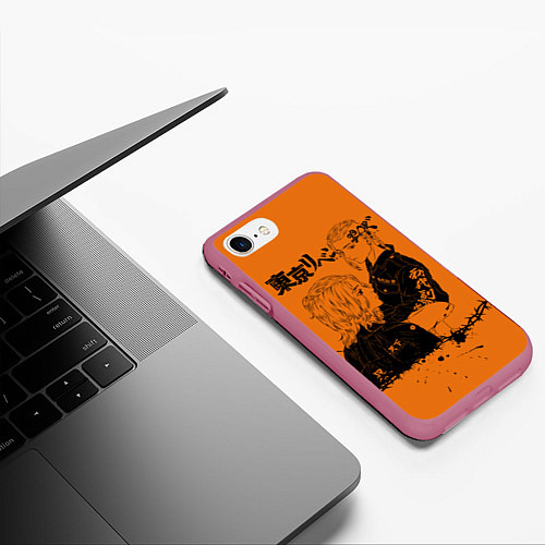 Чехол iPhone 7/8 матовый Токийские мстители ораньжевый / 3D-Малиновый – фото 3