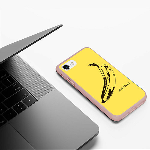 Чехол iPhone 7/8 матовый Энди Уорхол - Банан / 3D-Светло-розовый – фото 3