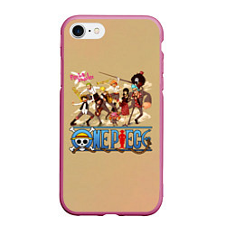 Чехол iPhone 7/8 матовый Пираты Соломенной Шляпы One Piece, цвет: 3D-малиновый