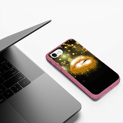 Чехол iPhone 7/8 матовый Губы / 3D-Малиновый – фото 3