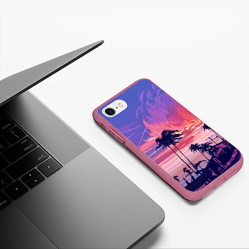 Чехол iPhone 7/8 матовый Пейзаж / 3D-Малиновый – фото 3