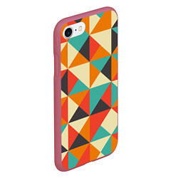 Чехол iPhone 7/8 матовый Треугольники, цвет: 3D-малиновый — фото 2