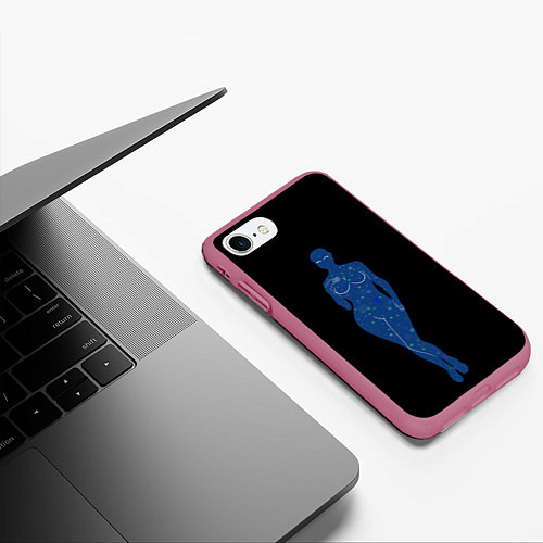 Чехол iPhone 7/8 матовый Девушка космос / 3D-Малиновый – фото 3