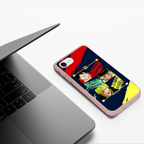 Чехол iPhone 7/8 матовый Луффи, Зоро и Санджи One Piece / 3D-Светло-розовый – фото 3