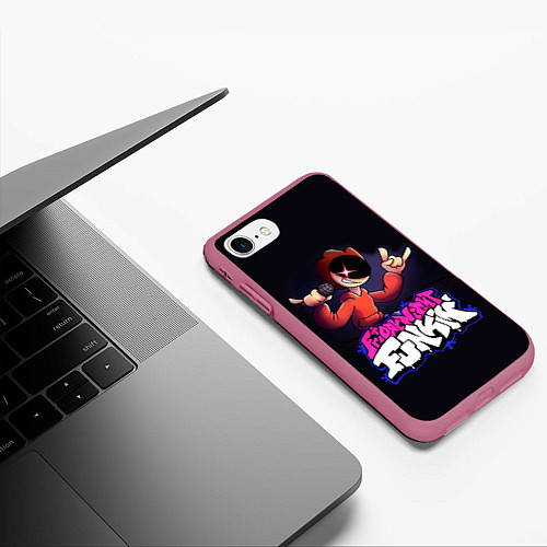 Чехол iPhone 7/8 матовый Friday Night Funkin Пико / 3D-Малиновый – фото 3