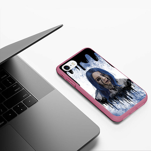 Чехол iPhone 7/8 матовый BILLIE EILISH БИЛЛИ АЙЛИШ Z / 3D-Малиновый – фото 3