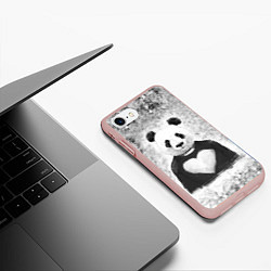 Чехол iPhone 7/8 матовый Панда Любовь Сердце Меланж, цвет: 3D-светло-розовый — фото 2