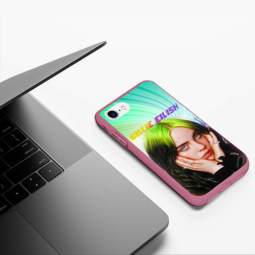 Чехол iPhone 7/8 матовый BILLIE EILISH БИЛЛИ АЙЛИШ Z / 3D-Малиновый – фото 3