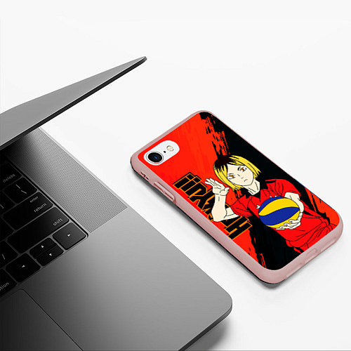Чехол iPhone 7/8 матовый Кенма Козуме, Haikyuu / 3D-Светло-розовый – фото 3
