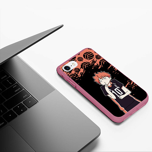 Чехол iPhone 7/8 матовый ХИНАТА HINATA / 3D-Малиновый – фото 3