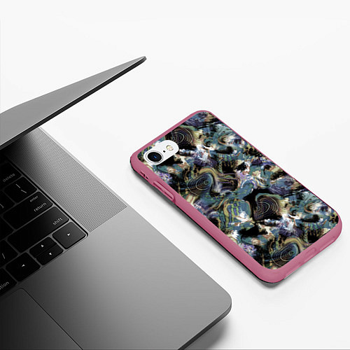 Чехол iPhone 7/8 матовый Узор для рыбака / 3D-Малиновый – фото 3