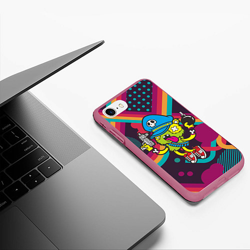 Чехол iPhone 7/8 матовый Crazy Bomberman / 3D-Малиновый – фото 3