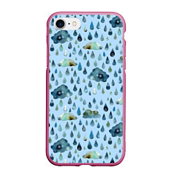 Чехол iPhone 7/8 матовый Дождливая осень Тучки и дождь, цвет: 3D-малиновый