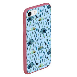 Чехол iPhone 7/8 матовый Дождливая осень Тучки и дождь, цвет: 3D-малиновый — фото 2
