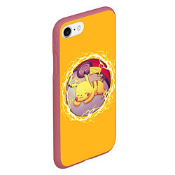 Чехол iPhone 7/8 матовый Спящий Пикачу, цвет: 3D-малиновый — фото 2