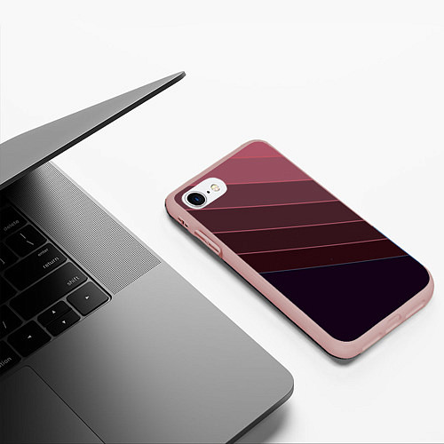 Чехол iPhone 7/8 матовый Коричнево-фиолетовый узор / 3D-Светло-розовый – фото 3