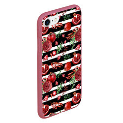 Чехол iPhone 7/8 матовый Гранаты и рубины на фоне полос, цвет: 3D-малиновый — фото 2