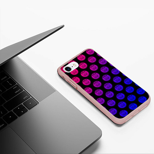Чехол iPhone 7/8 матовый ПСЖ Неон / 3D-Светло-розовый – фото 3